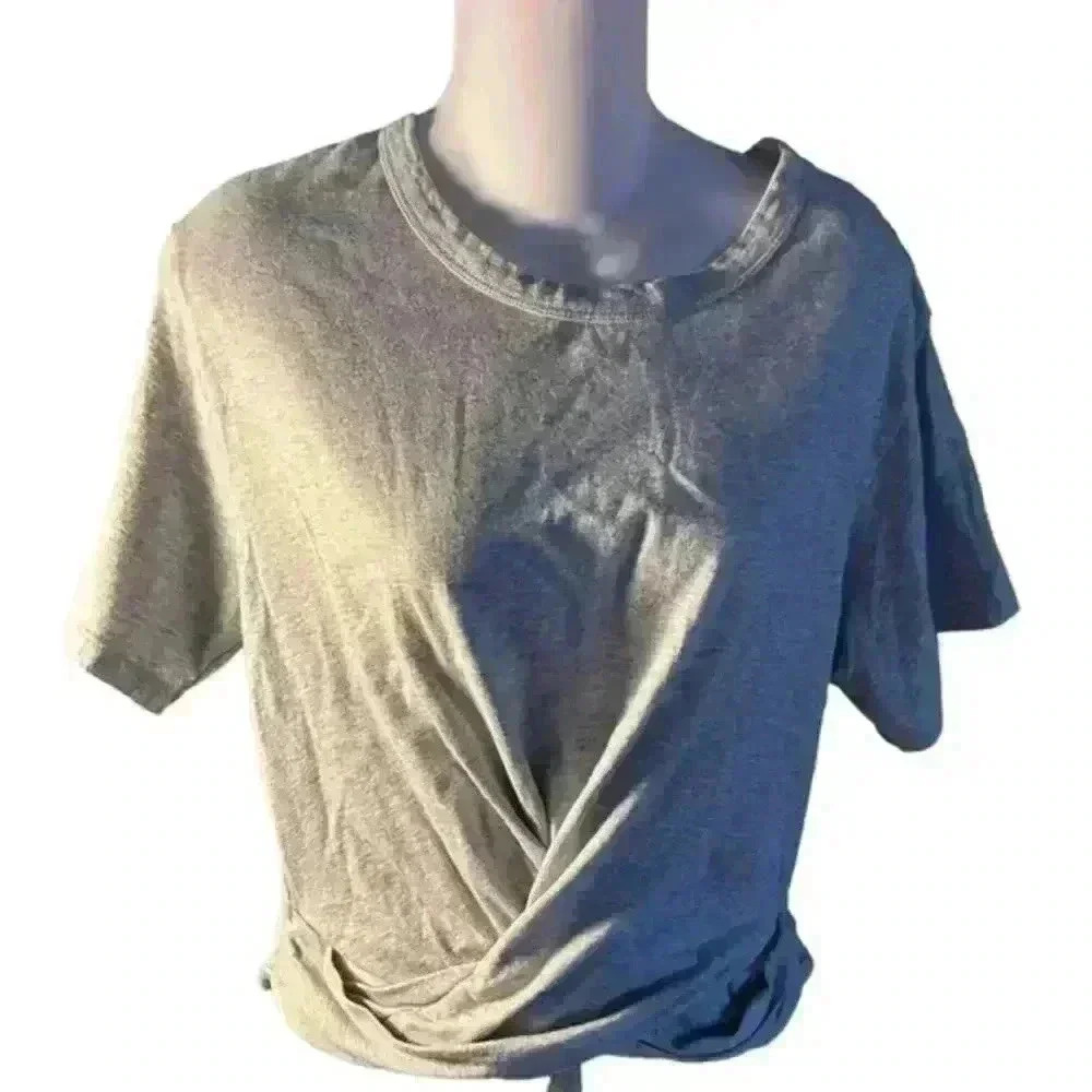 Habitual‎ Gray Twisted Front Tie Back Short Sleeve shirt, S